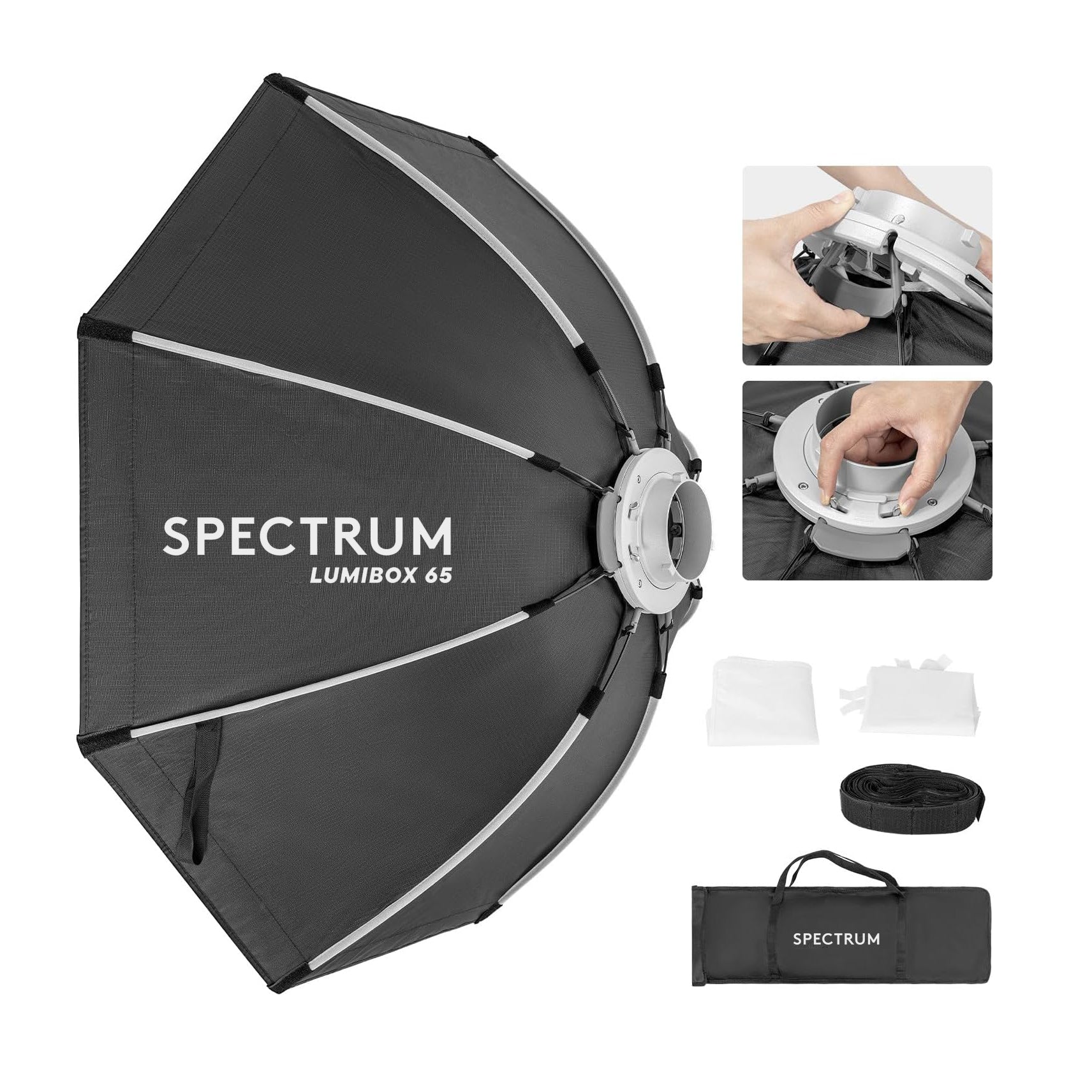 Spectrum LUMIBOX 65cm/25.5" Quick Release Octagon Softbox Lighting Modifier with Grid (Bowens Mount)