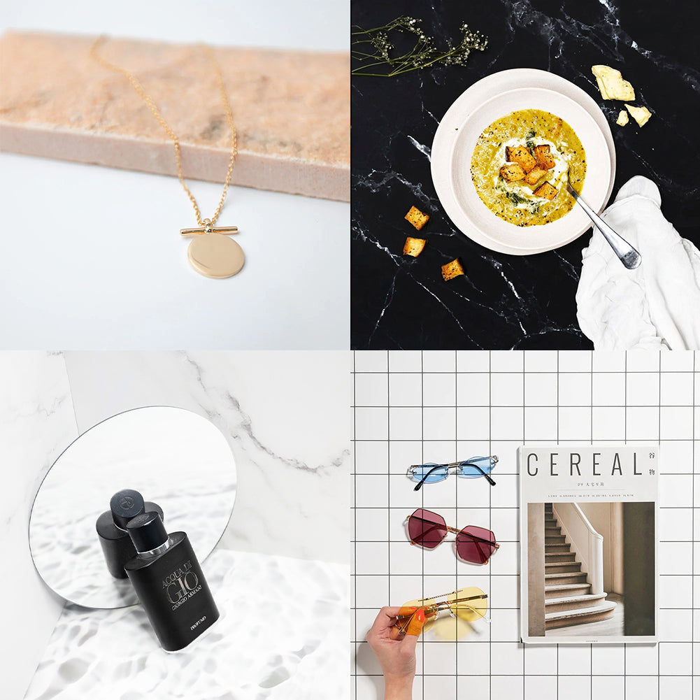 Flat Lay Instagram Backdrop - Black & White Bundle (56cm x 87cm)