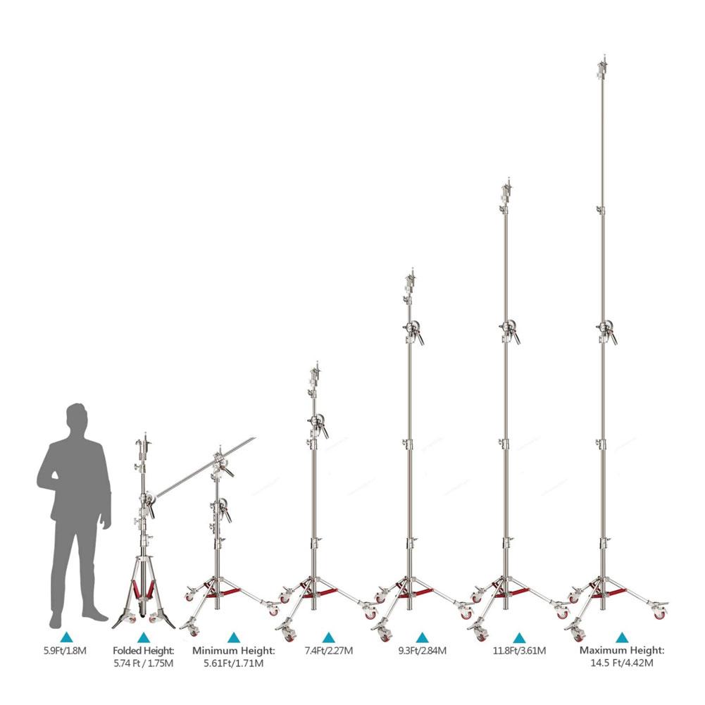 Spectrum Heavy Duty Photographic C-Stand & Boom Arm with Wheels (40kg Load)