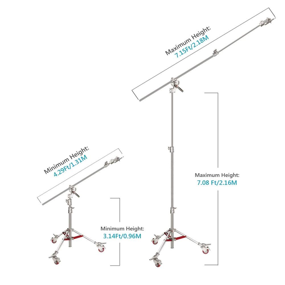 Spectrum Heavy Duty Photographic C-Stand & Boom Arm with Wheels (40kg Load)