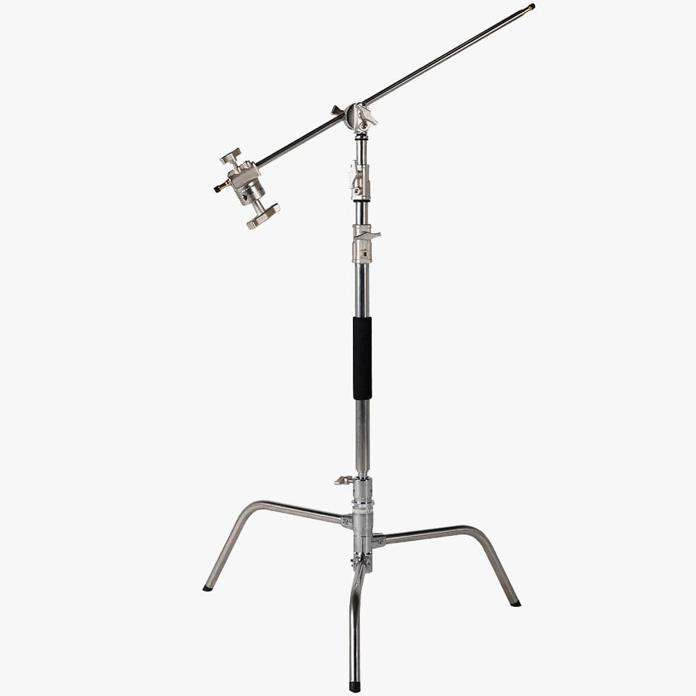 Silver Heavy Duty Photographic C-Stand With Boom Arm (20kg Load)