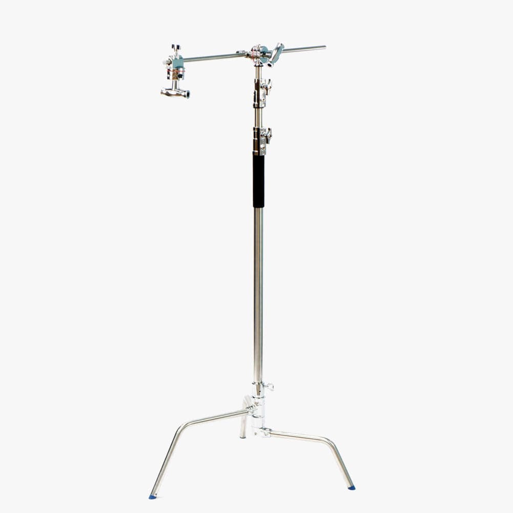 Chrome Silver Heavy Duty Professional Studio C-Stand With Boom Arm (20kg Load)