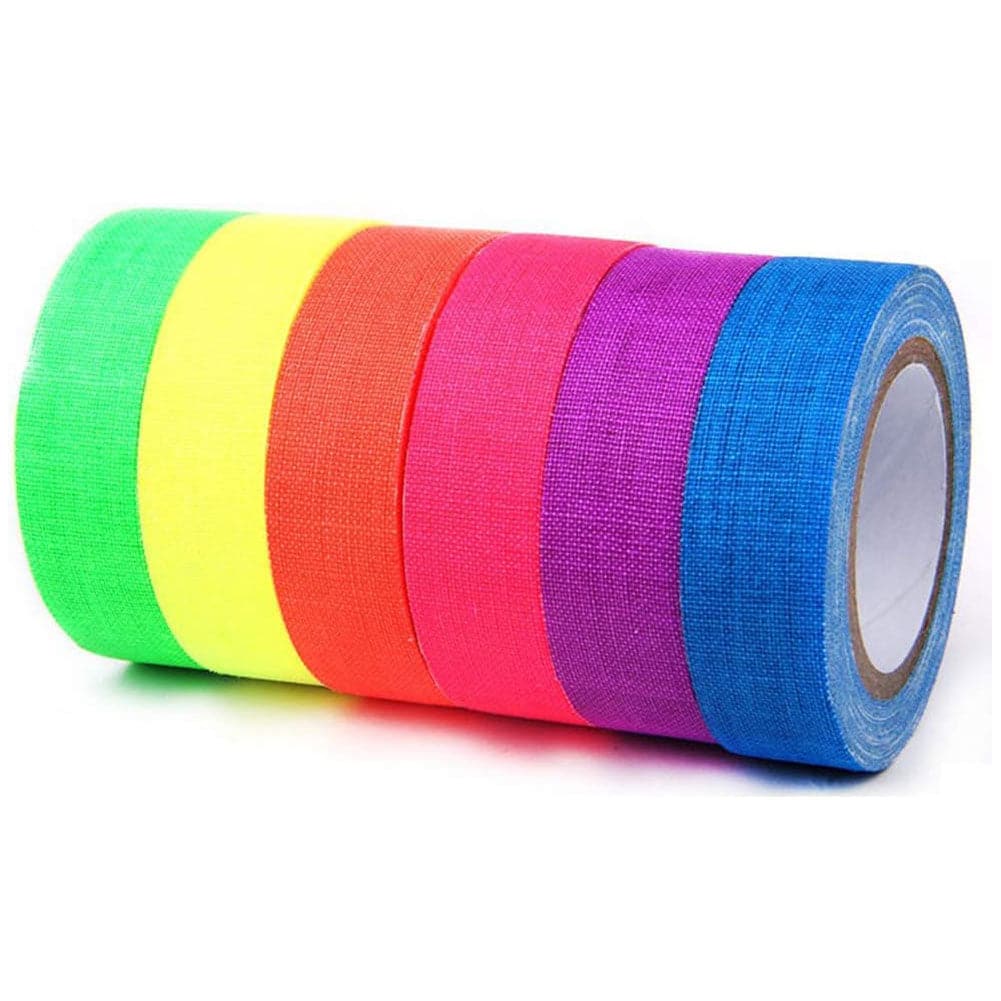 UV Reactive Gaffer Spike Tape - High Visibility Fluorescent Adhesive (6 Pack)