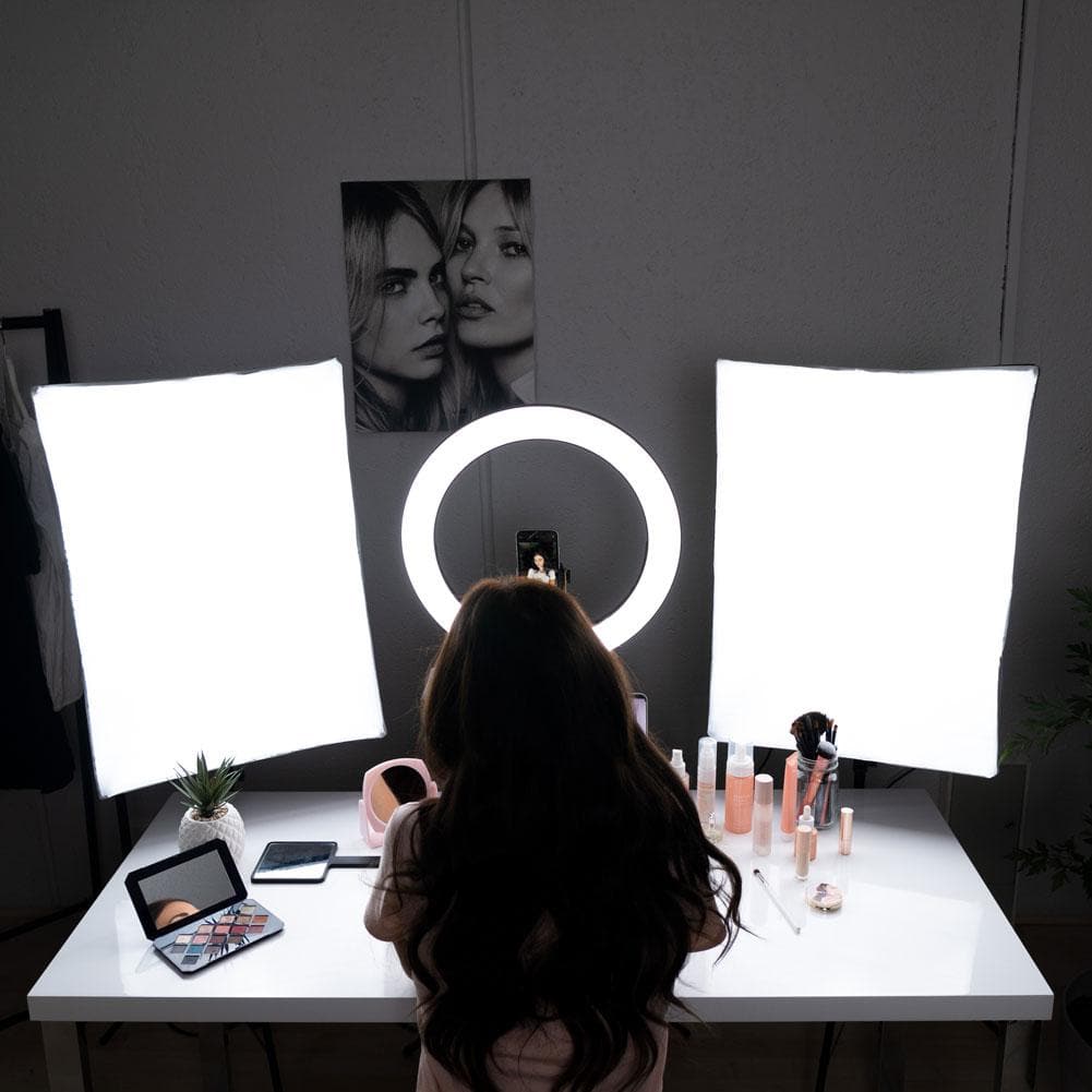19" Ring Light Make Up & Beauty Pro Softbox Lighting Studio Kit - Gold Luxe II