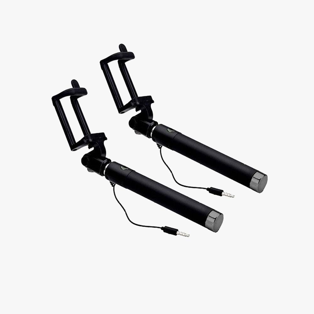 Black Extendable 2x Selfie Stick (Android/ iPhone) - Bestie Bundle