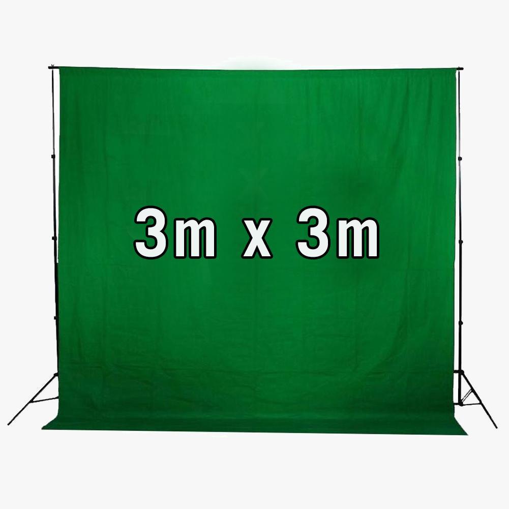 Chroma Key Green Screen 3m x 3m Cotton Muslin Studio Backdrop