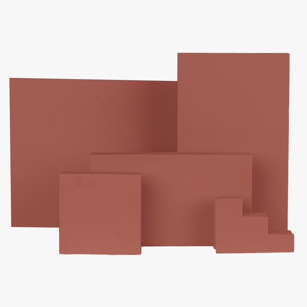 5 Piece Geometric Foam Styling Prop Set for Photography (Dark Red)