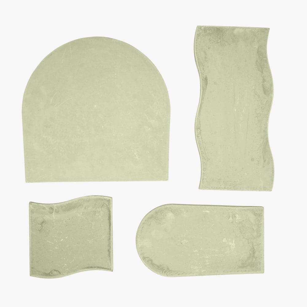Grooved Arch Wave Photography Styling Handmade Plaster Props - 4 Pack (Matcha Green) (DEMO STOCK)