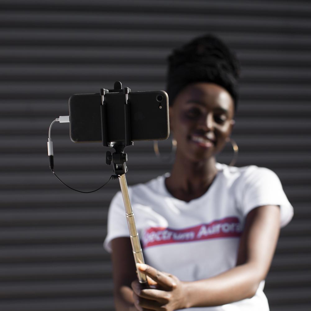 Gold Extendable 2x Selfie Stick (Android/ iPhone) - Bestie Bundle