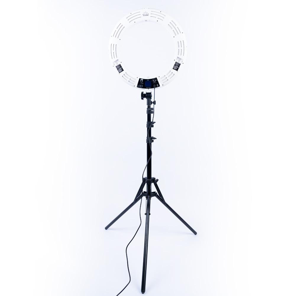 White 18" LED Ring Light & Remote - Gold Luxe III