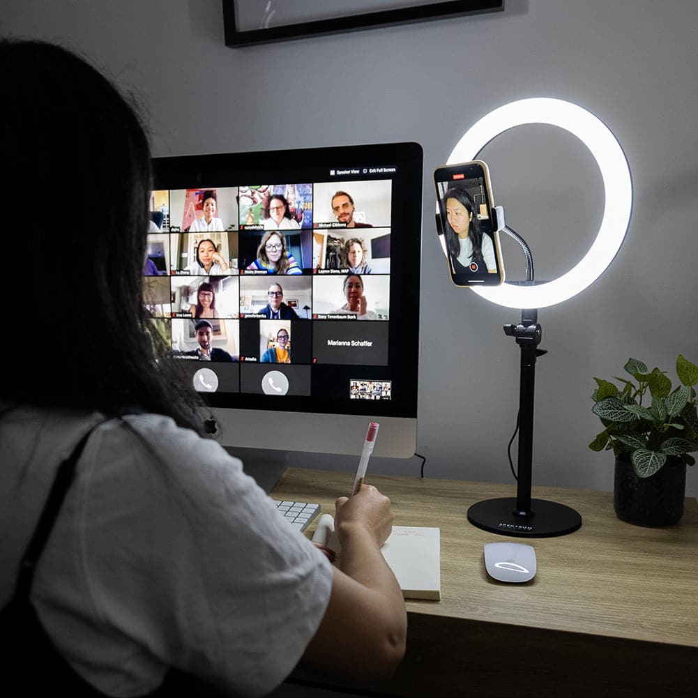 Black 10" Ring Light LED Desk Portable Zoom - Opaluxe