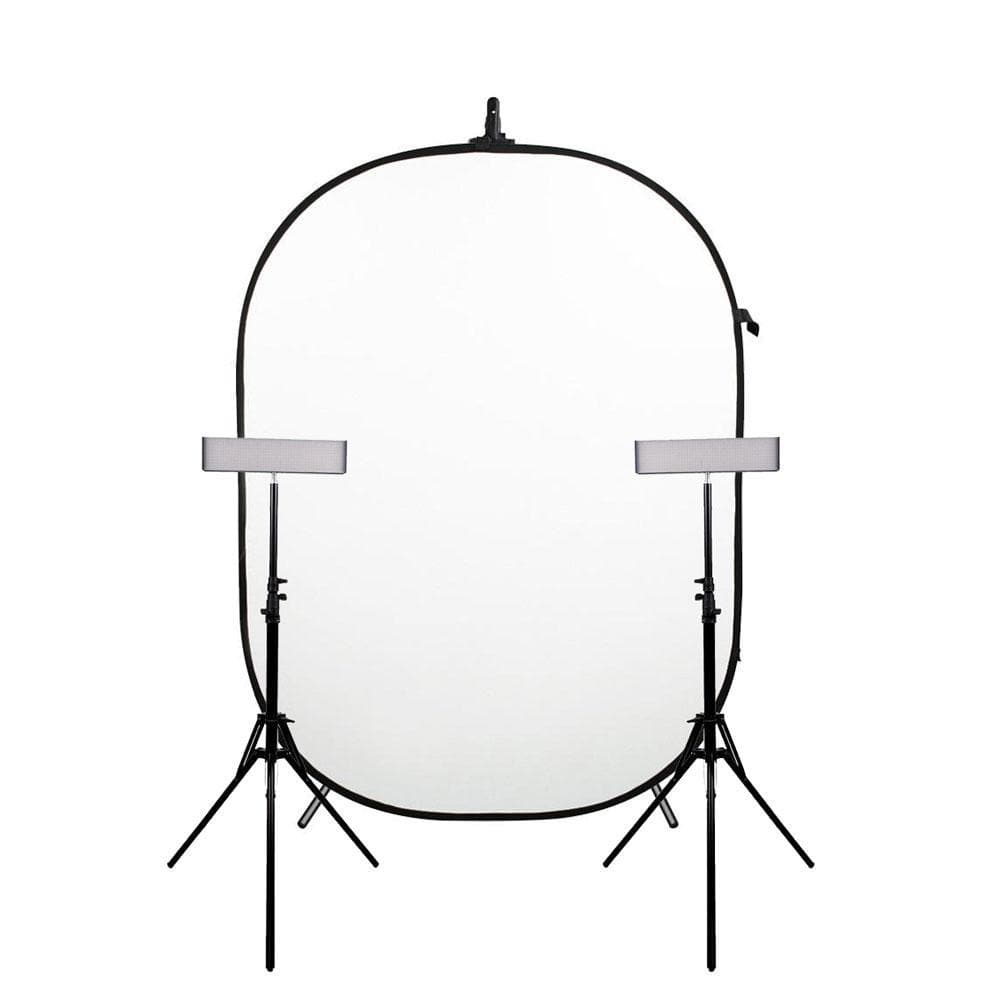 Complete YouTube 'Home Studio' LED Lighting & Pop Up Backdrop Kit Black/White