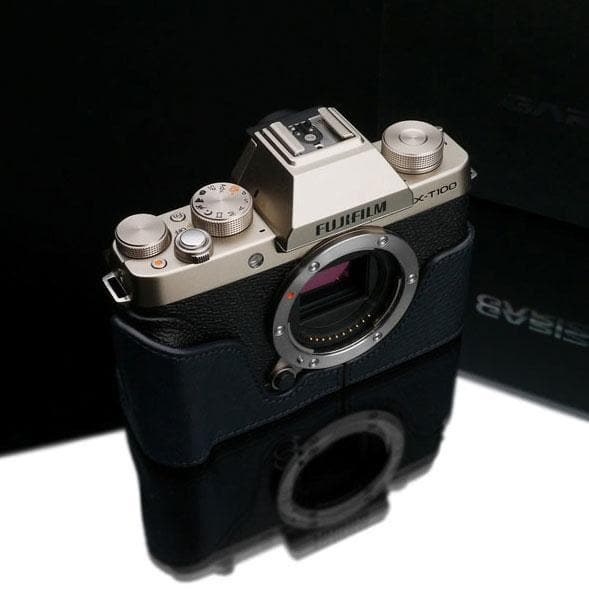 Gariz XS-CHXT100NV Navy Leather Camera Half Case w/ Capfix Navy for Fujifilm X-T100