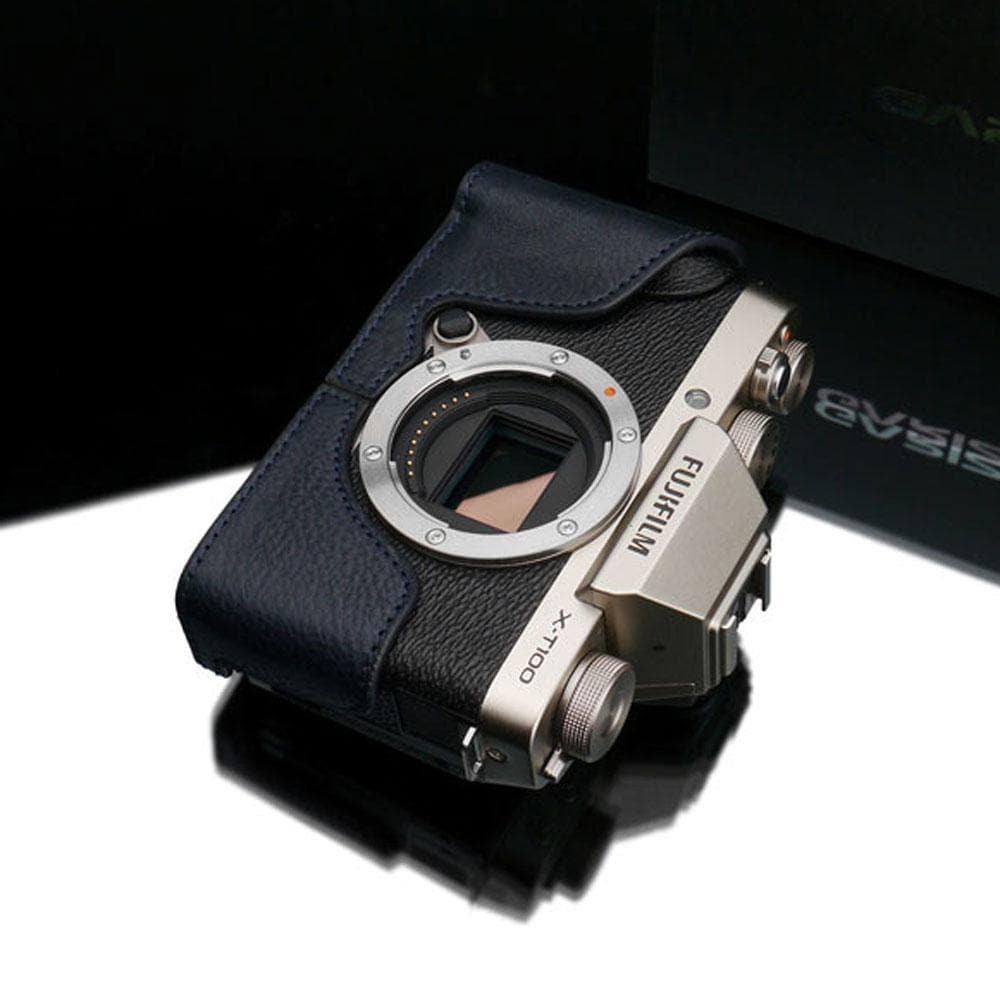 Gariz XS-CHXT100NV Navy Leather Camera Half Case w/ Capfix Navy for Fujifilm X-T100