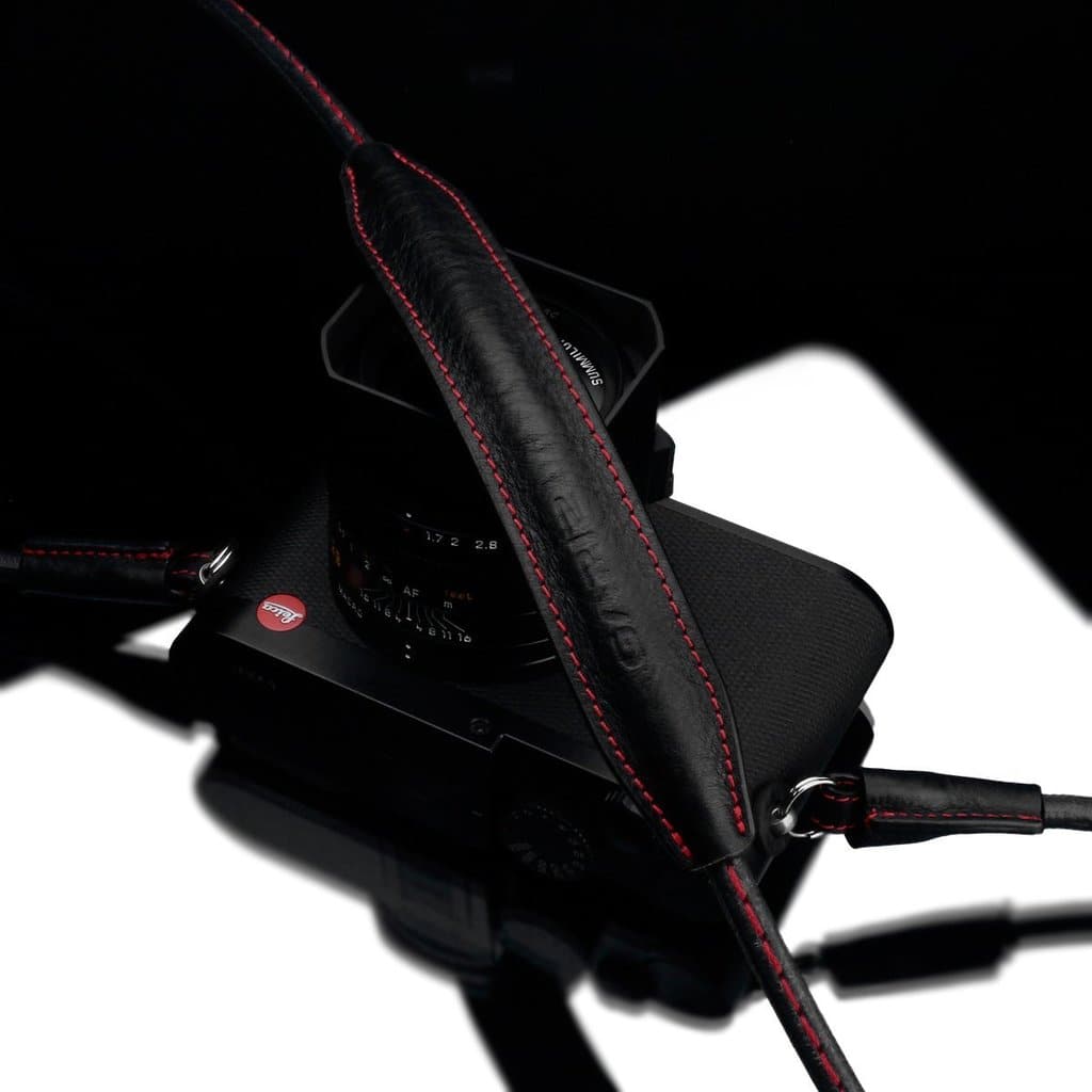 Gariz XS-CSNLBKR Black Red Stitching 115cm / 45" Leather Camera Neck & Shoulder Strap for Mirrorless Cameras