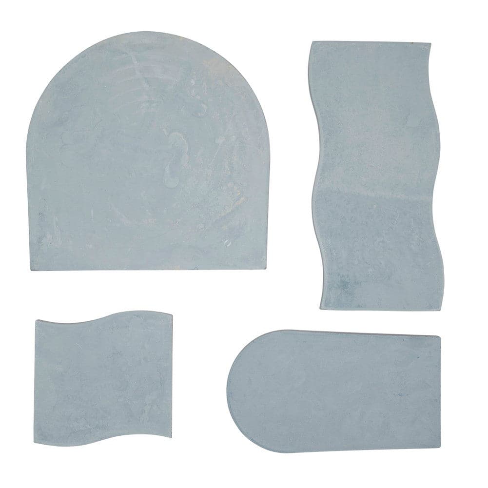 Grooved Arch Wave Photography Styling Handmade Plaster Props - 4 Pack (Blissful Blue)