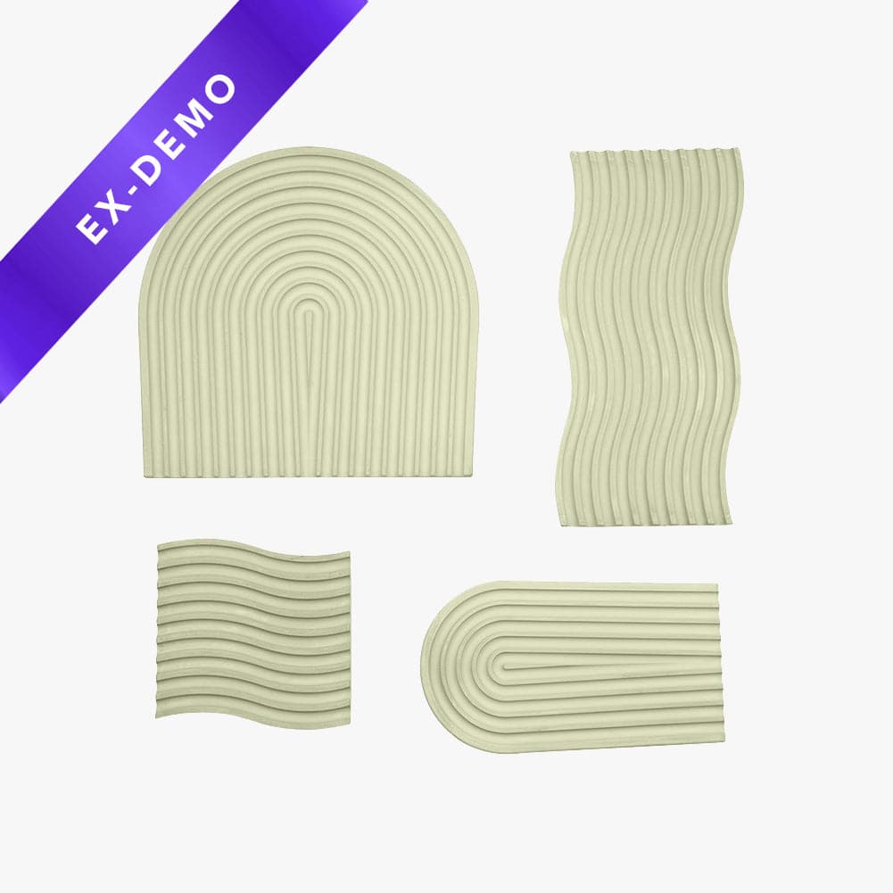 Grooved Arch Wave Photography Styling Handmade Plaster Props - 4 Pack (Matcha Green) (DEMO STOCK)