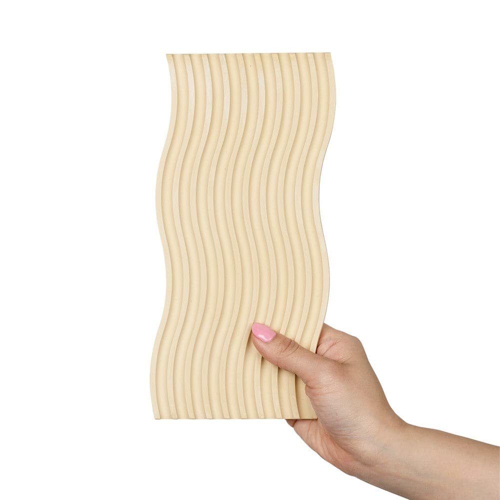 Grooved Arch Wave Photography Styling Handmade Plaster Props - 4 Pack (Quicksand Beige)