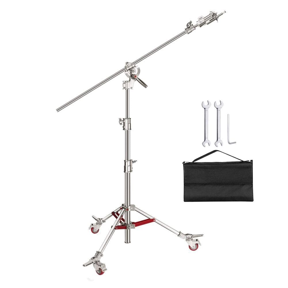 Heavy Duty Photographic C-Stand & Boom Arm with Wheels (40kg Load)