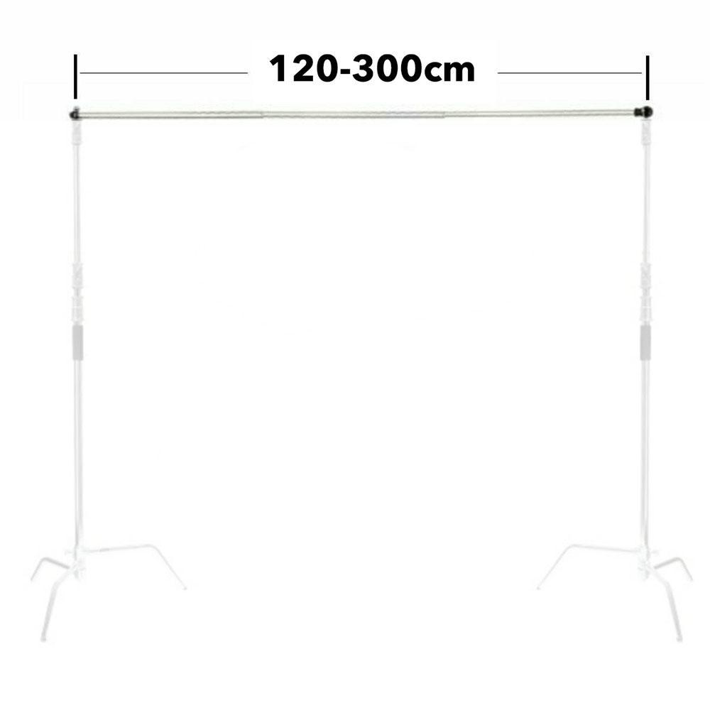 Backdrop Stand Telescopic Crossbar Rod (Extendable from 1.2m - 3m) - Silver