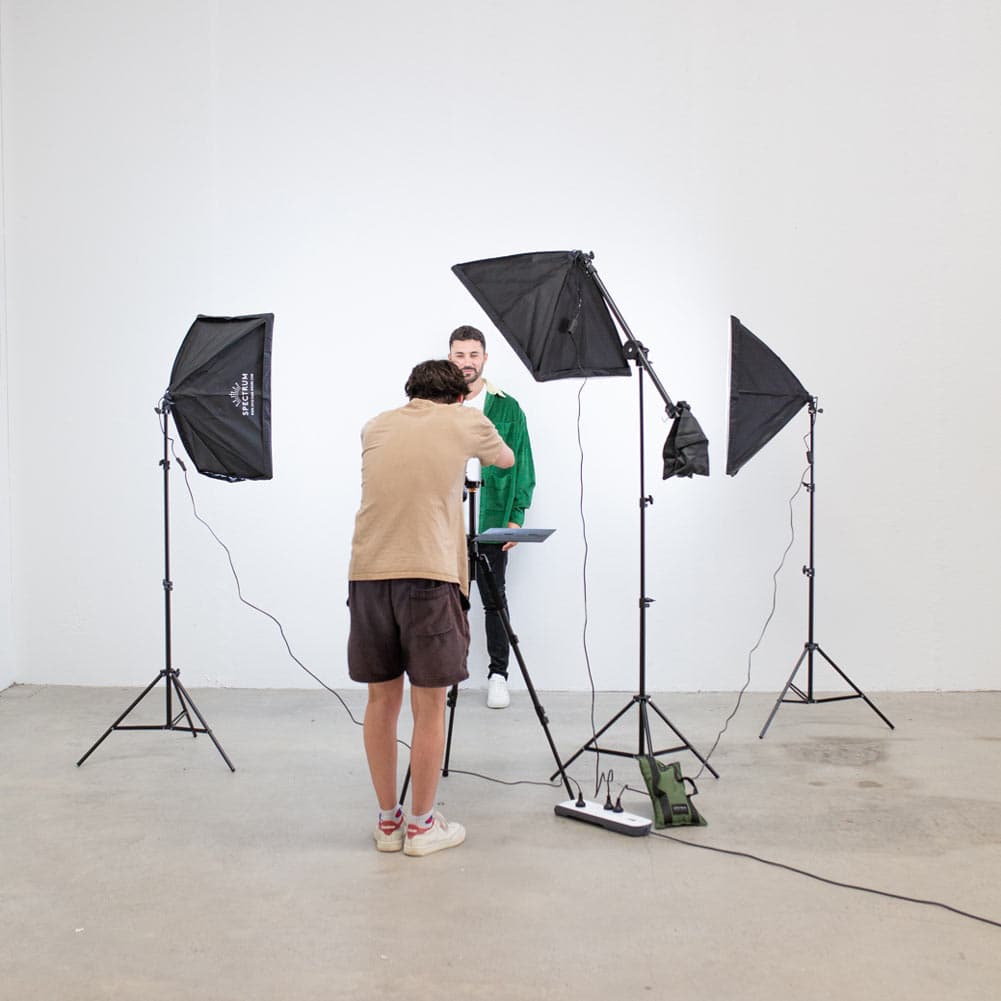 Triple "Illuminate Mate" Rectangle Softbox and Boom Arm Lighting Kit