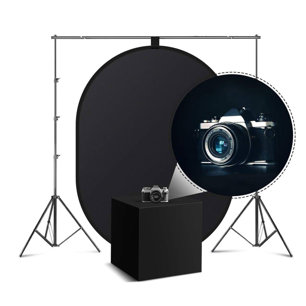 White/Black Double Sided Collapsible Vinyl Pop Up Backdrop (1.5 x 2.1M)