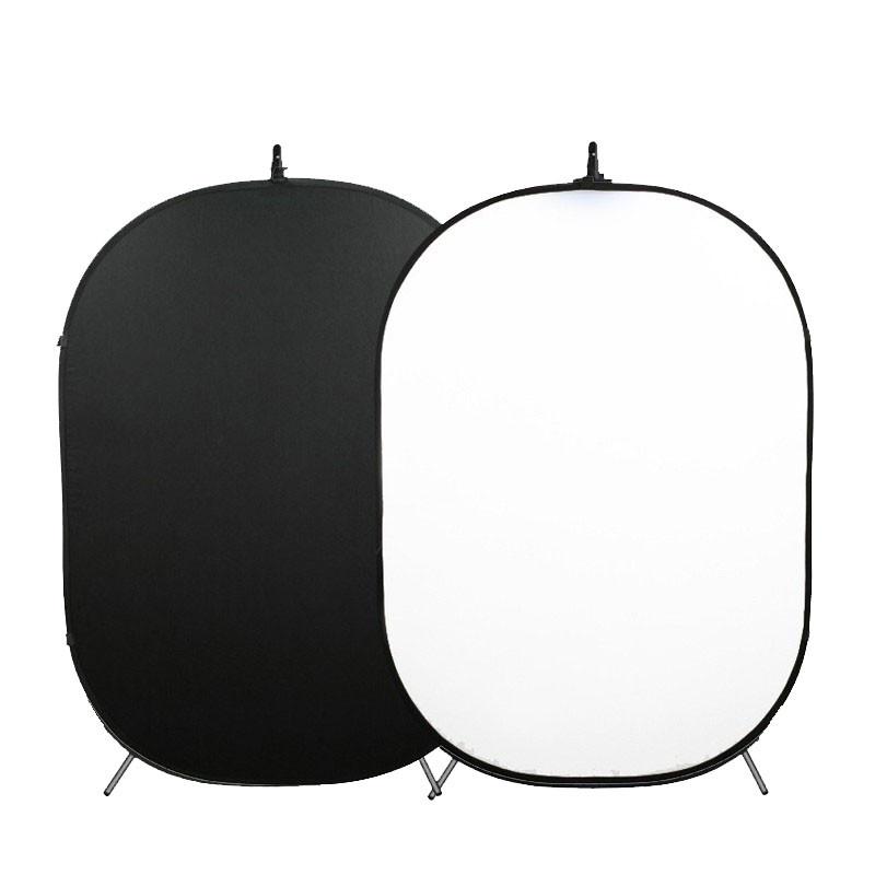 White / Black Collapsible Pop Up Backdrop with Stand & Peg Kit (1.5 x 2.1M)