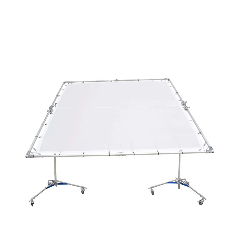 Large Overhead Fold Away 'Sun Scrim' Diffuser With Butterfly Frame & Wheel Stands (240cm x 240cm)