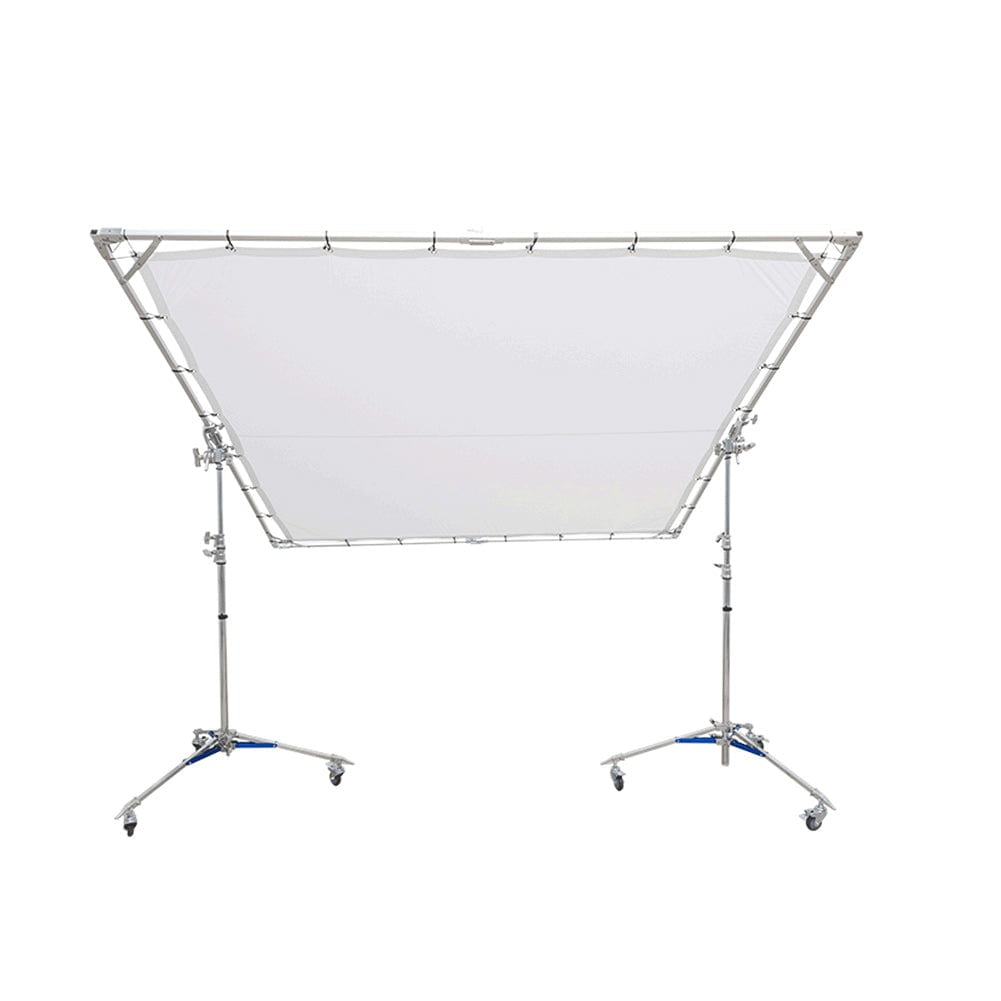 Large Overhead Fold Away 'Sun Scrim' Diffuser With Butterfly Frame & Wheel Stands (240cm x 240cm)