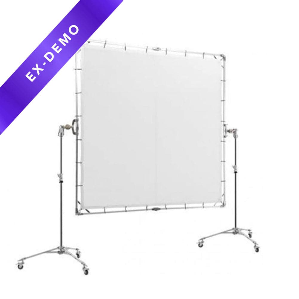 Large Overhead Fold Away 'Sun Scrim' Diffuser With Butterfly Frame & Wheel Stands (240cm x 240cm) (DEMO STOCK)