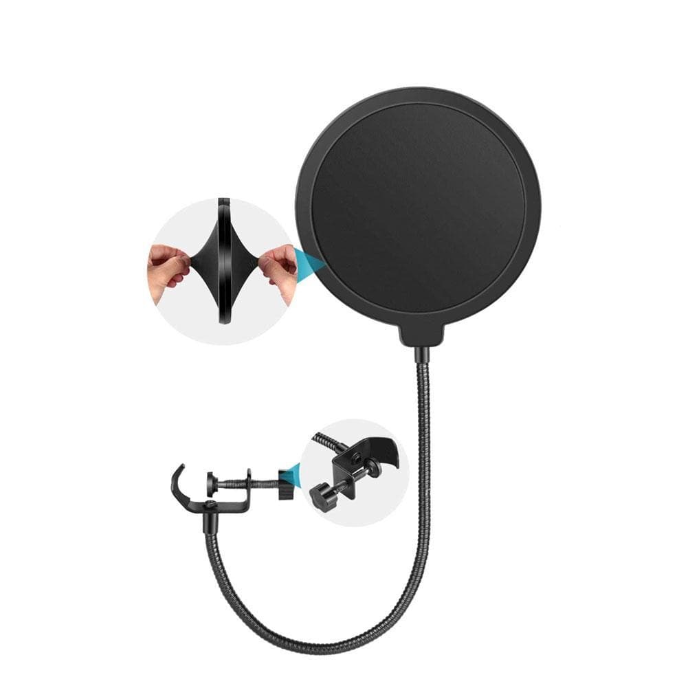 Microphone Pop Filter Shield with Flexible Gooseneck