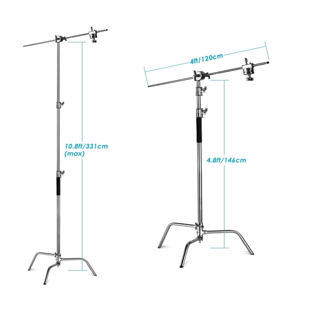 Neewer 20kg Load Silver C-Stand with Boom Arm with Wheels (DEMO STOCK)