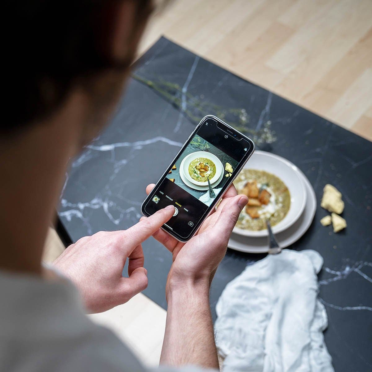 Flat Lay Instagram Backdrop - 'Paddington' Black Marble (56cm x 87cm)