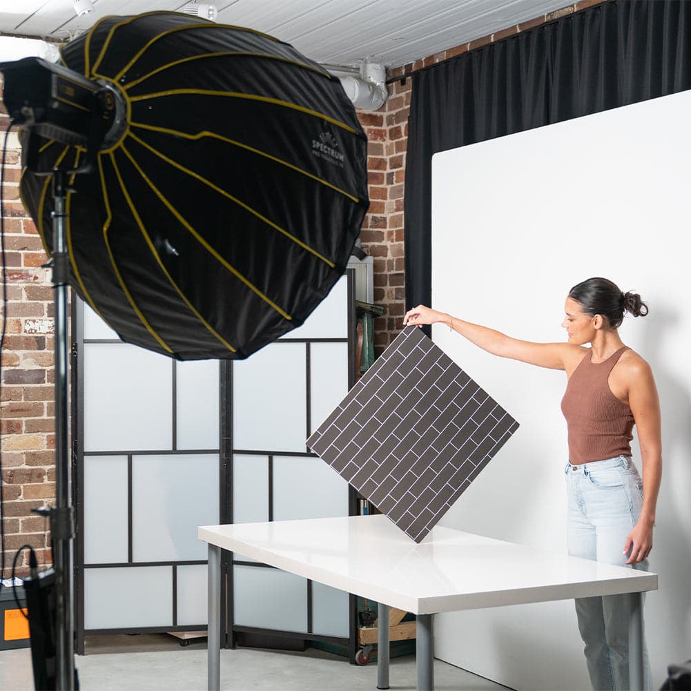 ProBoards Flat Lay Photography Rigid Black & White Marble + Subway Tiles Backdrop - Rushcutters Bay (60cm x 60cm)