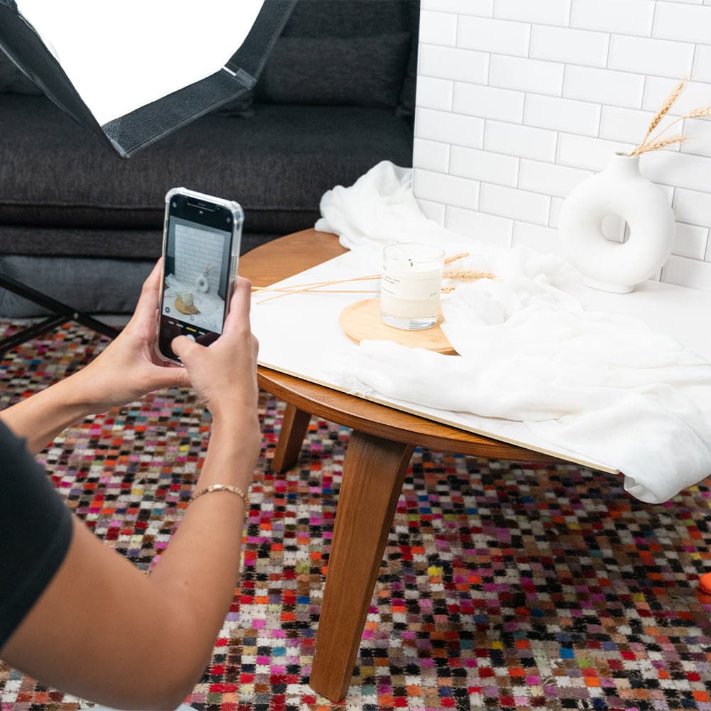 ProBoards Flat Lay Photography Rigid Black & White Marble + Subway Tiles Backdrop - Rushcutters Bay (60cm x 60cm)