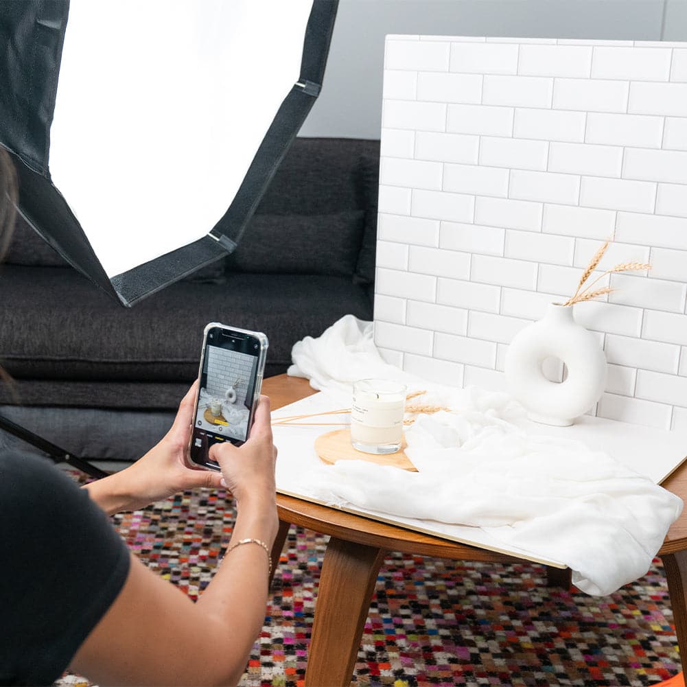 ProBoards Flat Lay Photography Rigid Black & White Marble + Subway Tiles Backdrop - Rushcutters Bay (60cm x 60cm)