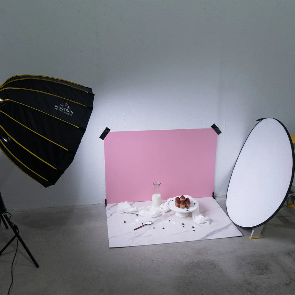 ProBoards Flat Lay Photography Rigid Pink /Off White + Marble Backdrop - Northbridge (80cm x 120cm)