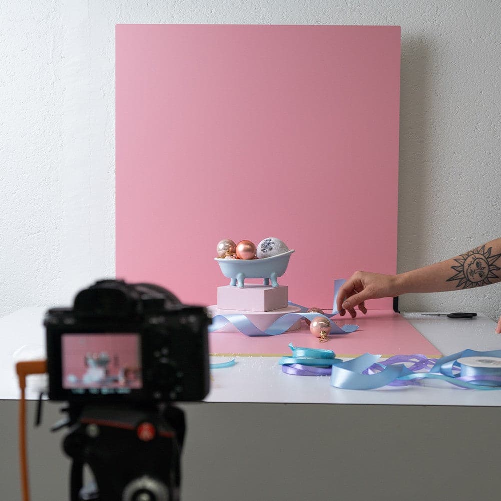 ProBoards Flat Lay Photography Rigid White Pink Backdrop - Fairy Floss (60cm x 60cm)