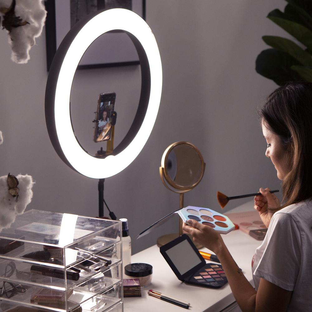 Saw 10 Inches Ring Lamps LED Ring Light Makeup Light Selfie Annular Lamp  with Stand Phone