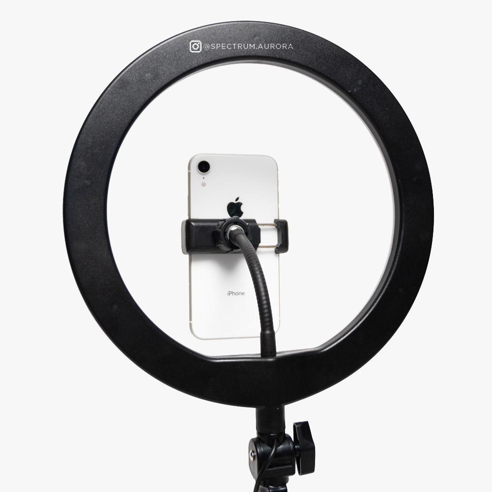 Black 10" Ring Light LED Desk Portable Zoom - Opaluxe