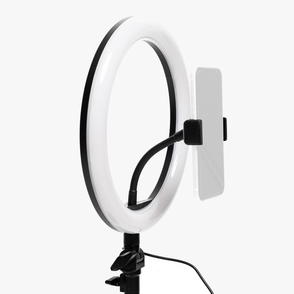 Black 10" Ring Light LED Desk Portable Zoom - Opaluxe