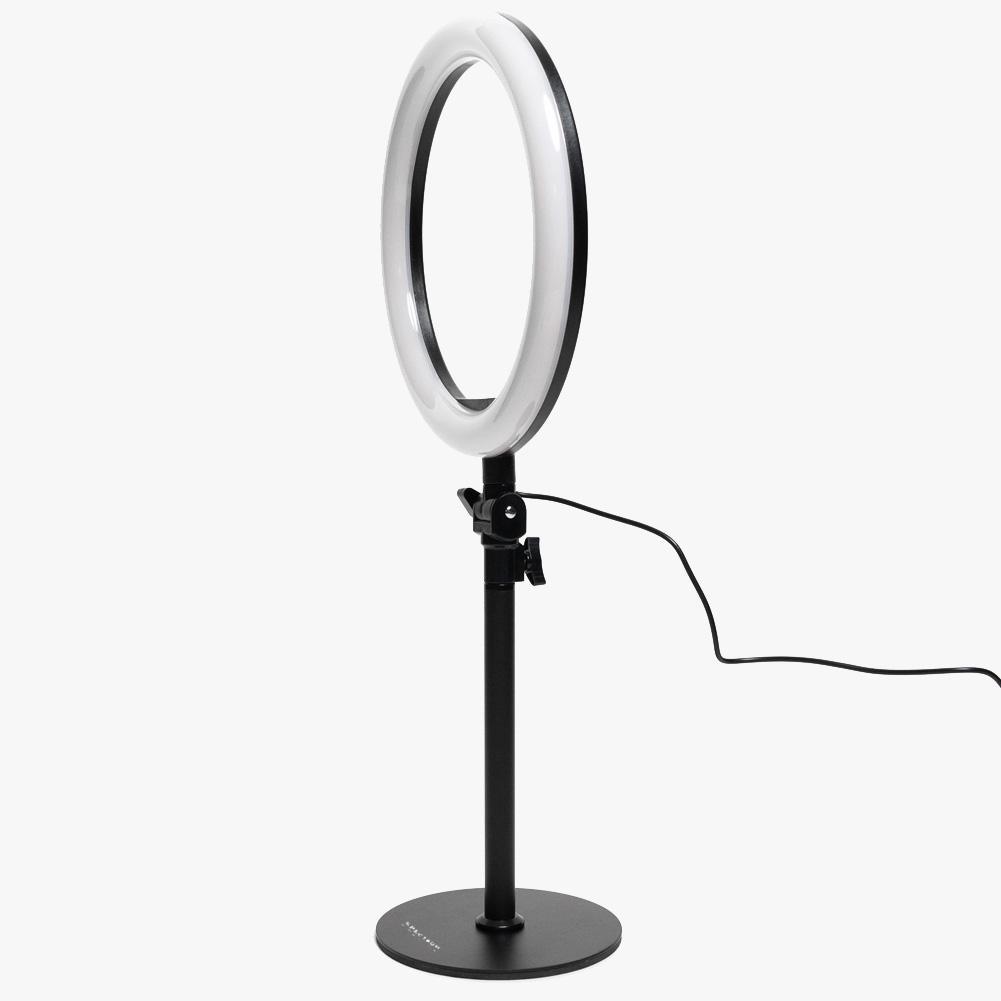 Black 10" Ring Light LED Desk Portable Zoom - Opaluxe