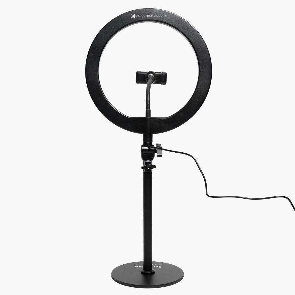 Black 10" Ring Light LED Desk Portable Zoom - Opaluxe