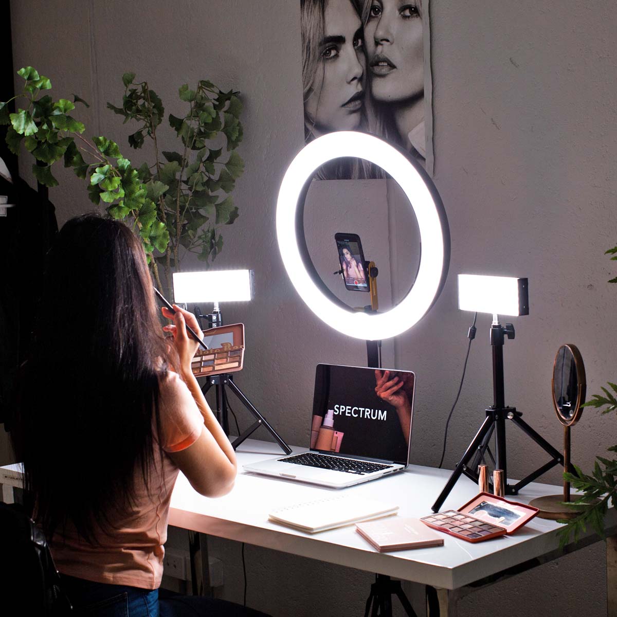 Youtube & Beauty 19" Ring Light & LED Panel Kit -  Gold Luxe II