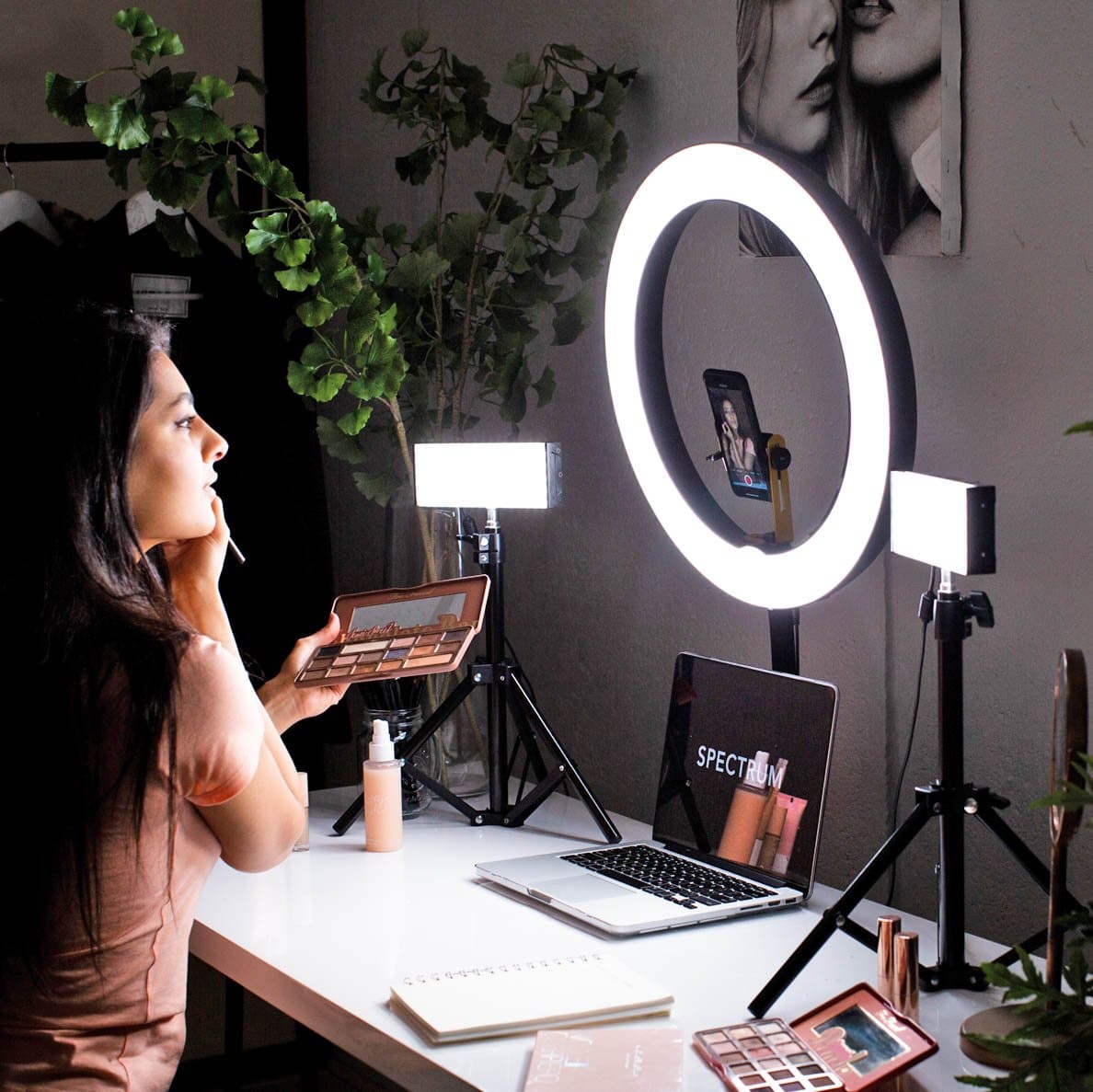 Youtube & Beauty 19" Ring Light & LED Panel Kit -  Gold Luxe II