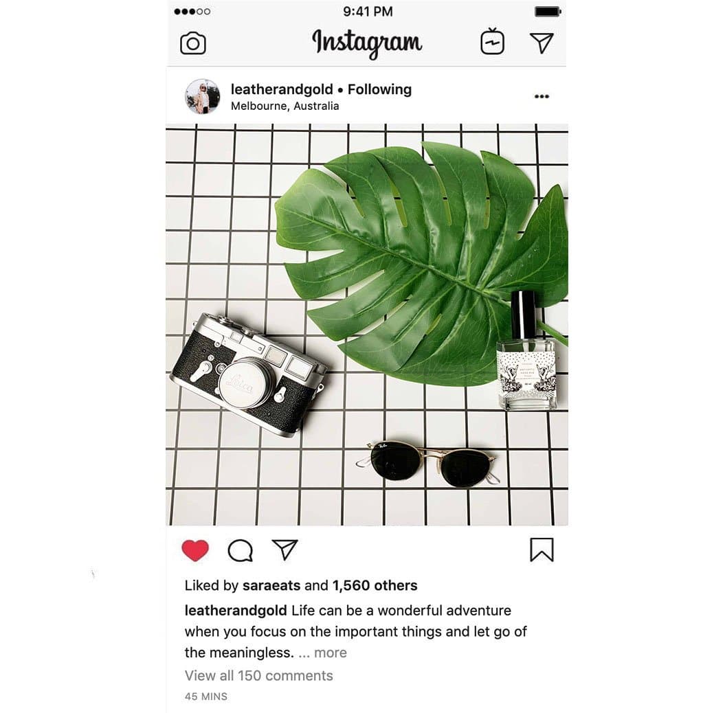 Flat Lay Instagram Backdrop - White 'Glebe' Minimal Grid (56cm x 87cm)
