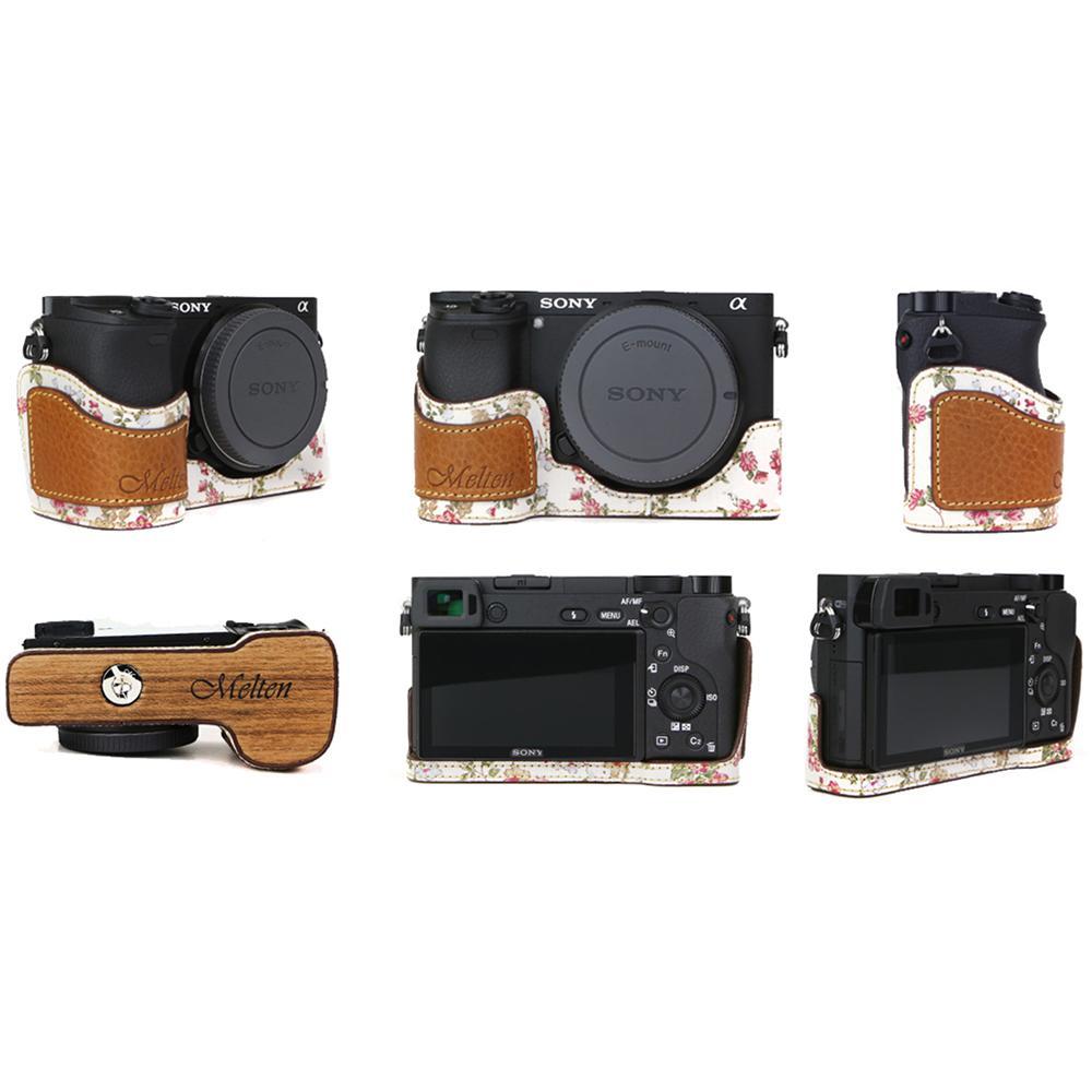 Melten Camera Half Case for Sony A6300 - White Flower